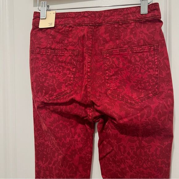 Anthropologie Pilcro Flocked High-Rise Red Denim Leggings Women's Sz. 26 NWT - Picture 8 of 16